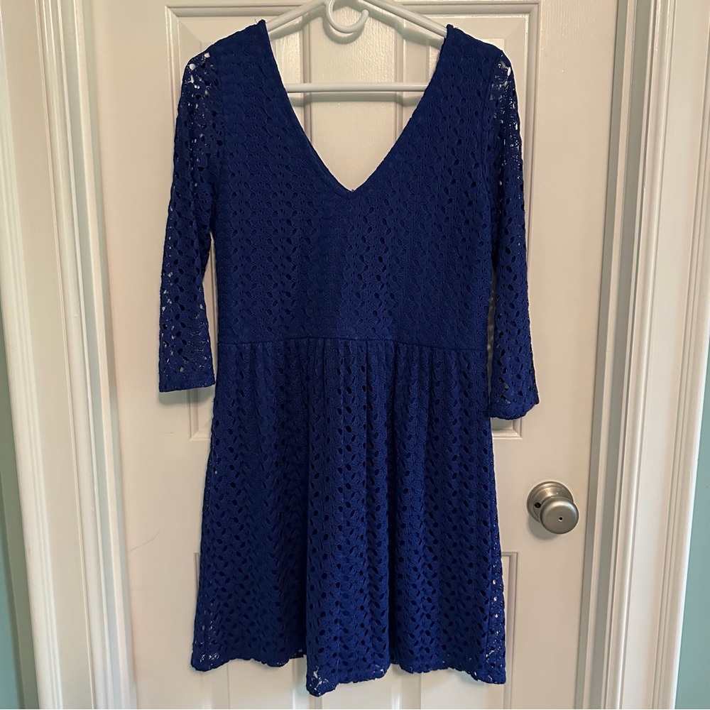 Blue Rain Royal Blue Crochet Dress, Size L